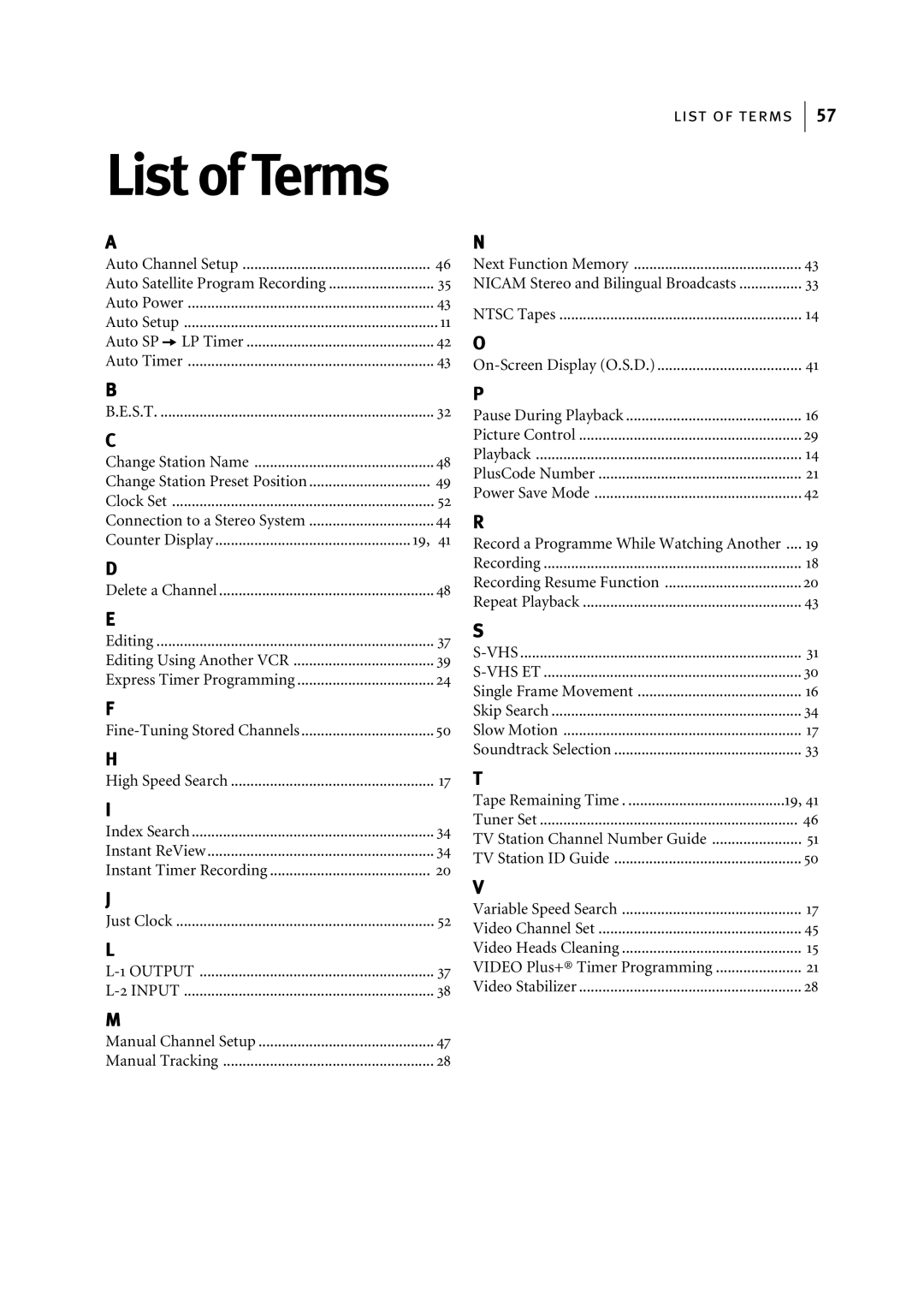 JVC LPT0768-001B, HR-S5967EK manual List of Terms 