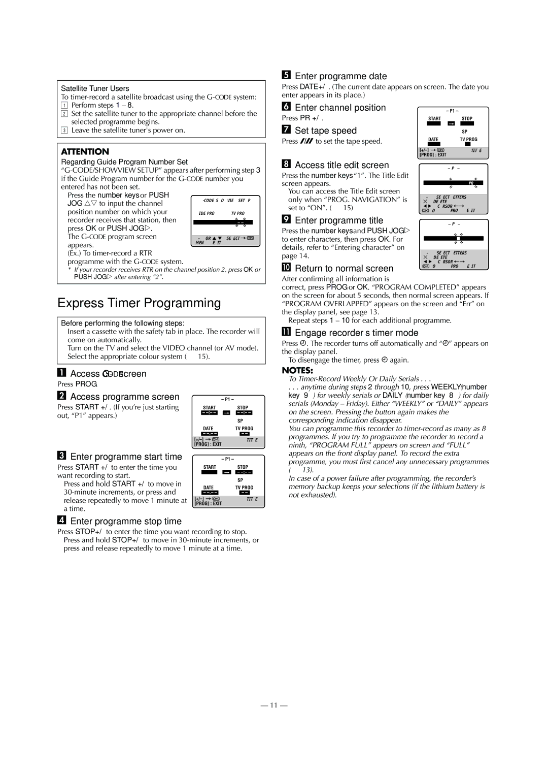 JVC LPT0800-001B, HR-S5980AH, HR-S5980AJ specifications Express Timer Programming 