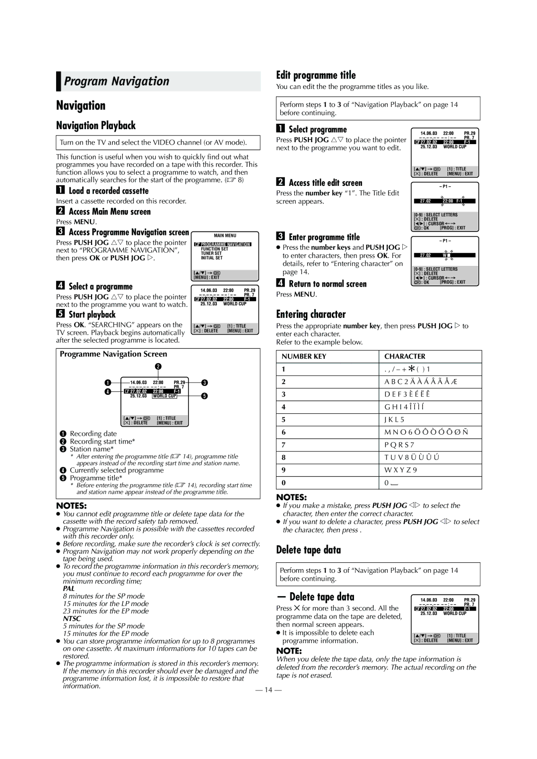 JVC LPT0800-001B, HR-S5980AH, HR-S5980AJ specifications Program Navigation 