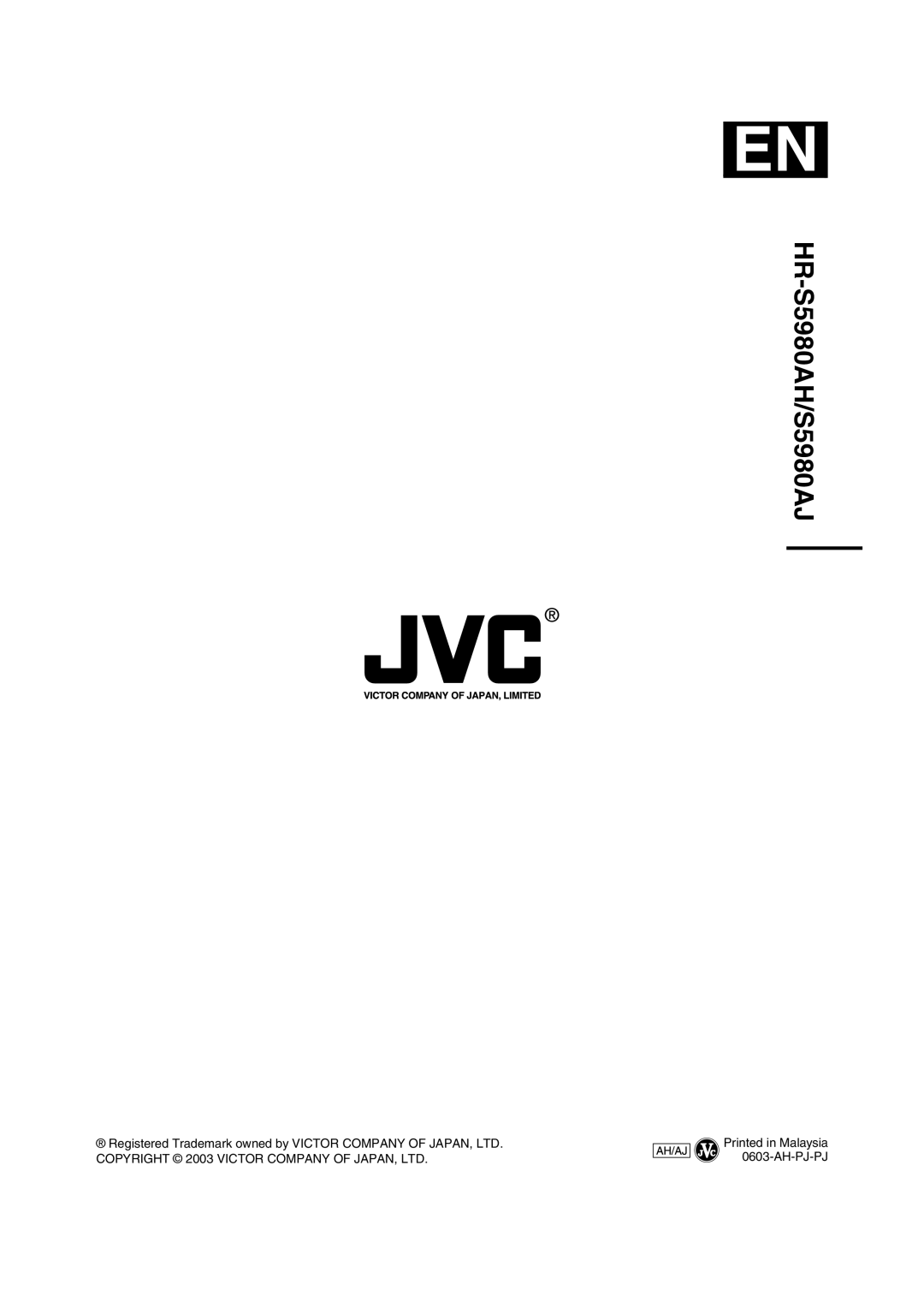 JVC HR-S5980AJ, LPT0800-001B specifications HR-S5980AH/S5980AJ 