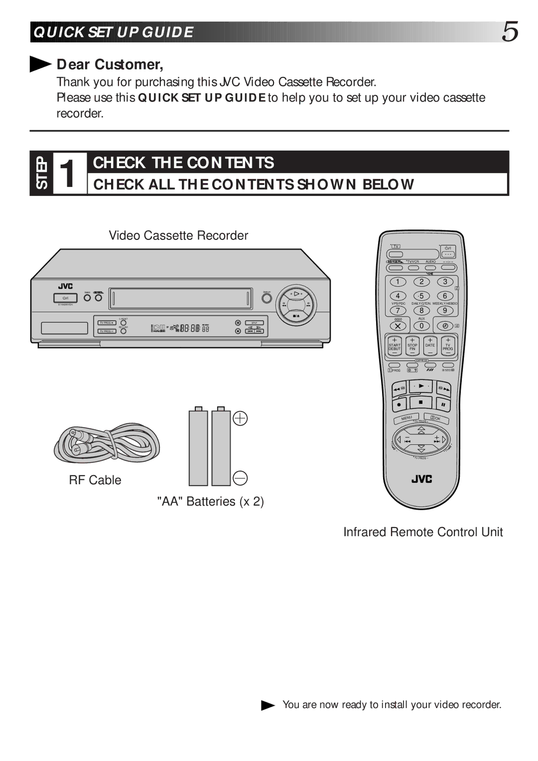 JVC HR-S6600EK setup guide Quick SET UP Guide 