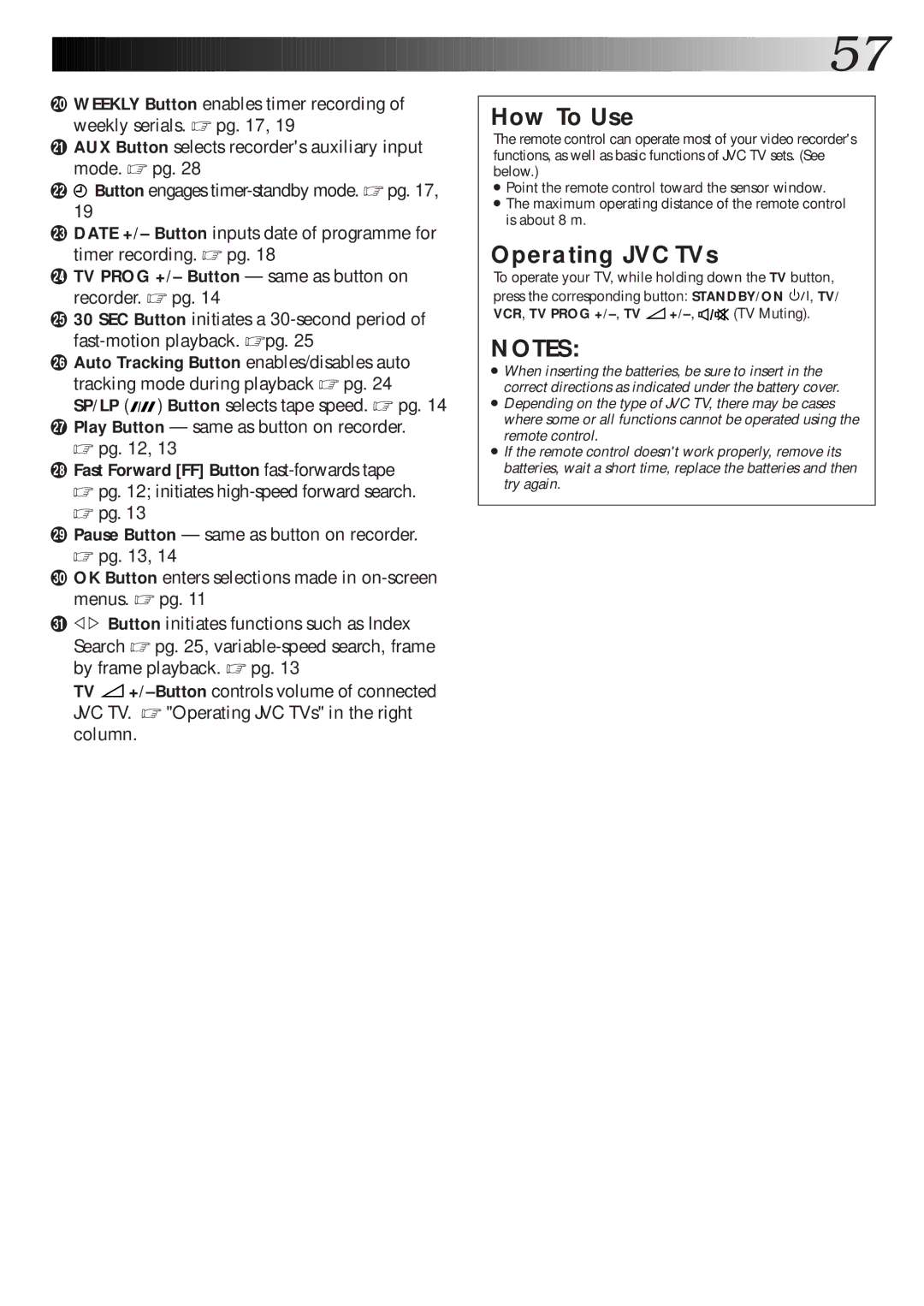 JVC HR-S6600EK setup guide Auto Tracking Button enables/disables auto, VCR, TV Prog +/-,TV +/-, TV Muting 