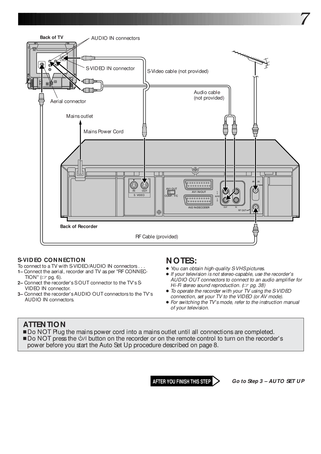 JVC HR-S6600EK setup guide Video Connection, Back of TV Audio in connectors 