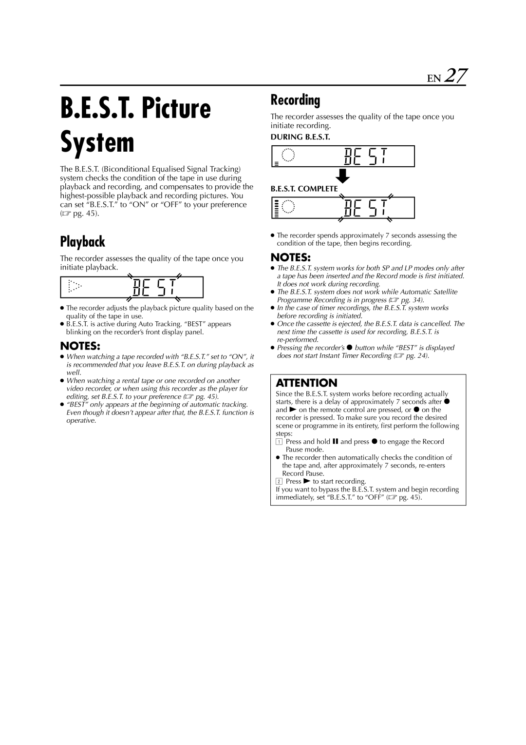 JVC HR-S6700EU specifications Playback, Recording 