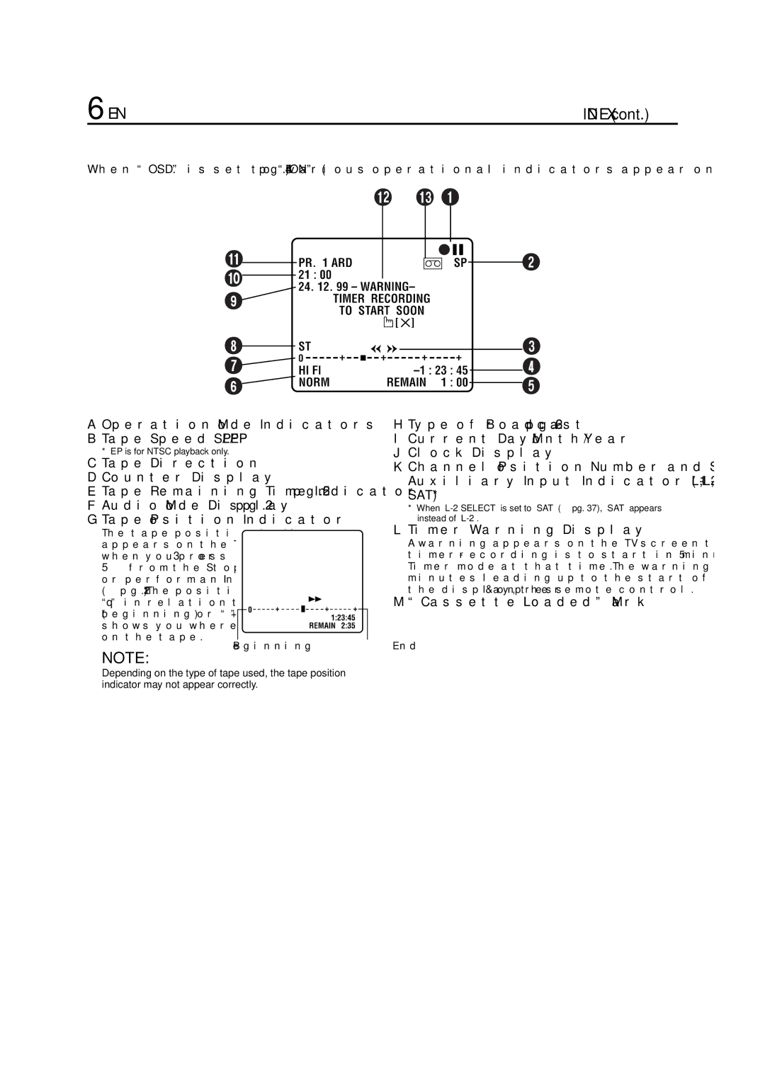 JVC HR-S6700EU specifications ON-SCREEN Display 