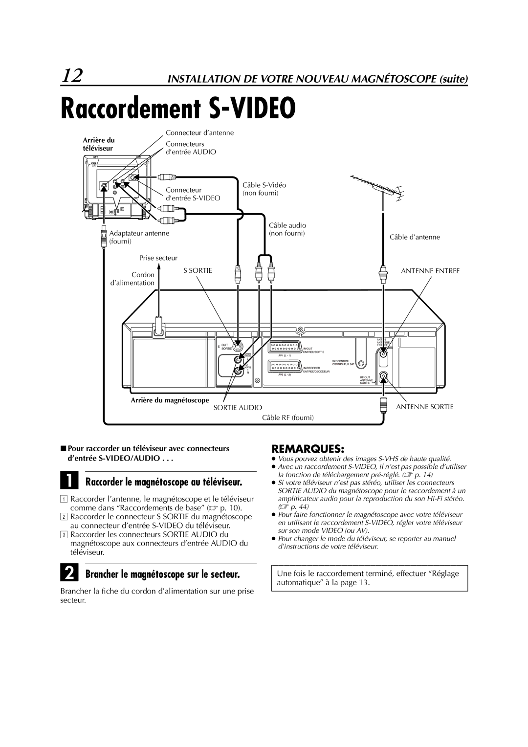 JVC HR-S6700MS manual Raccorder le magnétoscope au téléviseur, Brancher le magnétoscope sur le secteur 