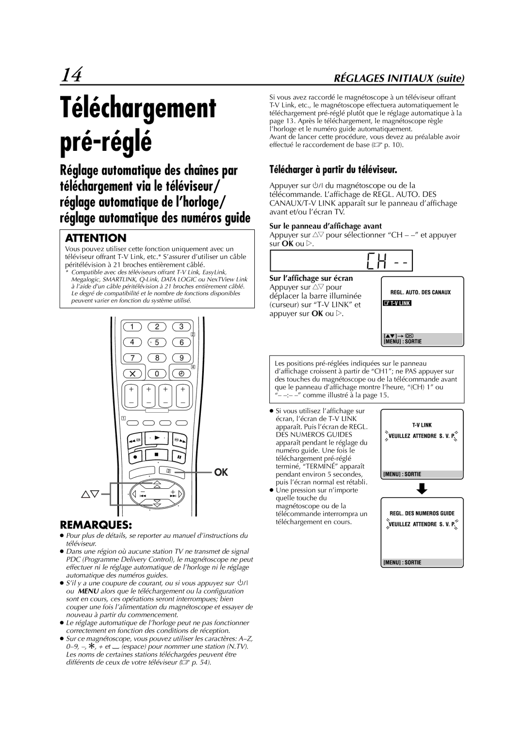 JVC HR-S6700MS manual Téléchargement pré-réglé, Télécharger à partir du téléviseur 