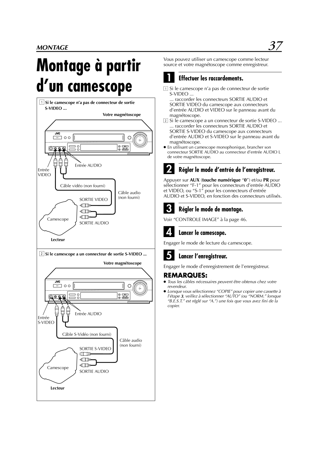 JVC HR-S6700MS manual Régler le mode de montage, Lancer le camescope, Lancer l’enregistreur 