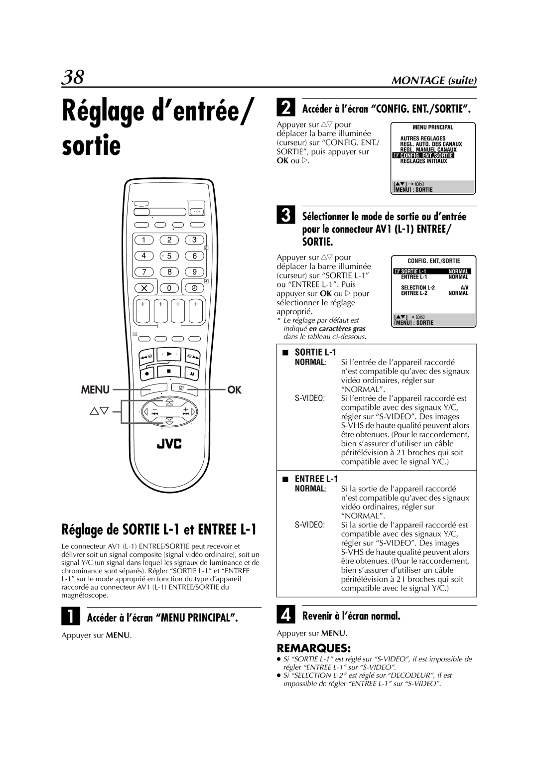 JVC HR-S6700MS manual Réglage d’entrée/ sortie, Accéder à l’écran Menu Principal 