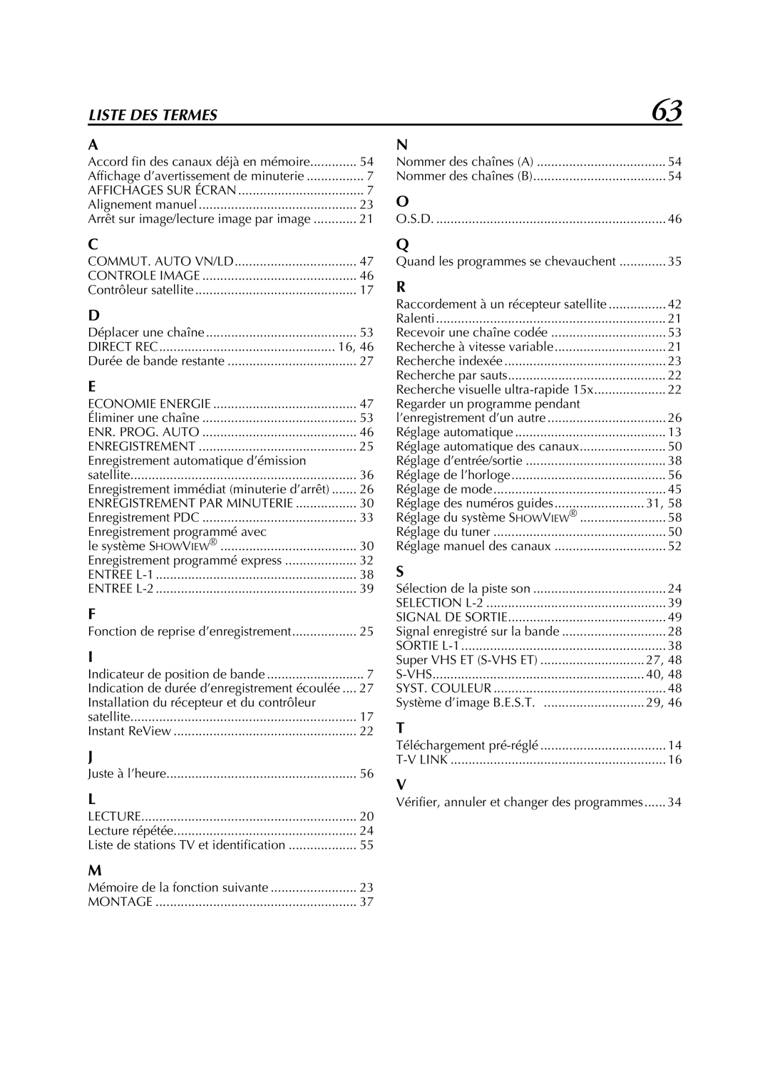 JVC HR-S6700MS manual Liste DES Termes 