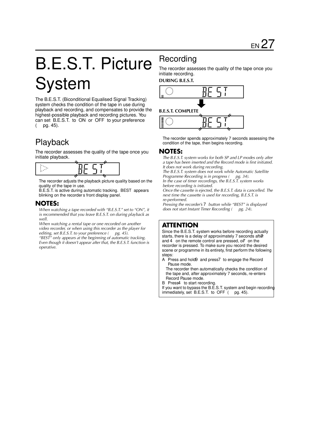 JVC HR-S6711EU specifications Playback, Recording 