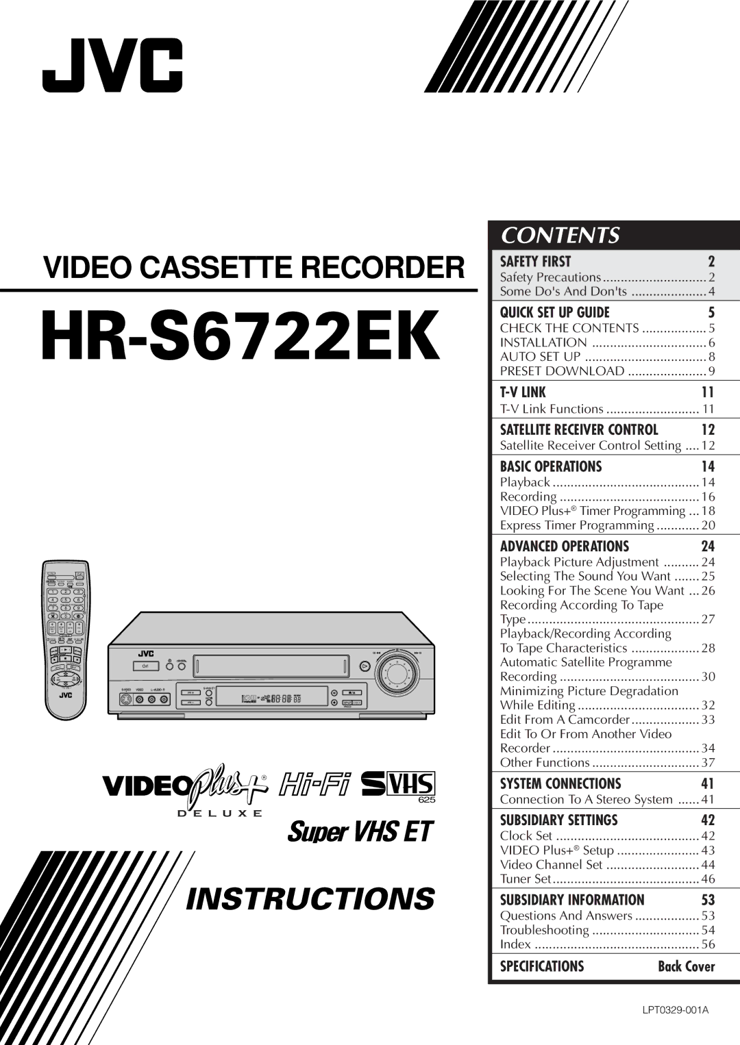 JVC HR-S6722EK setup guide 