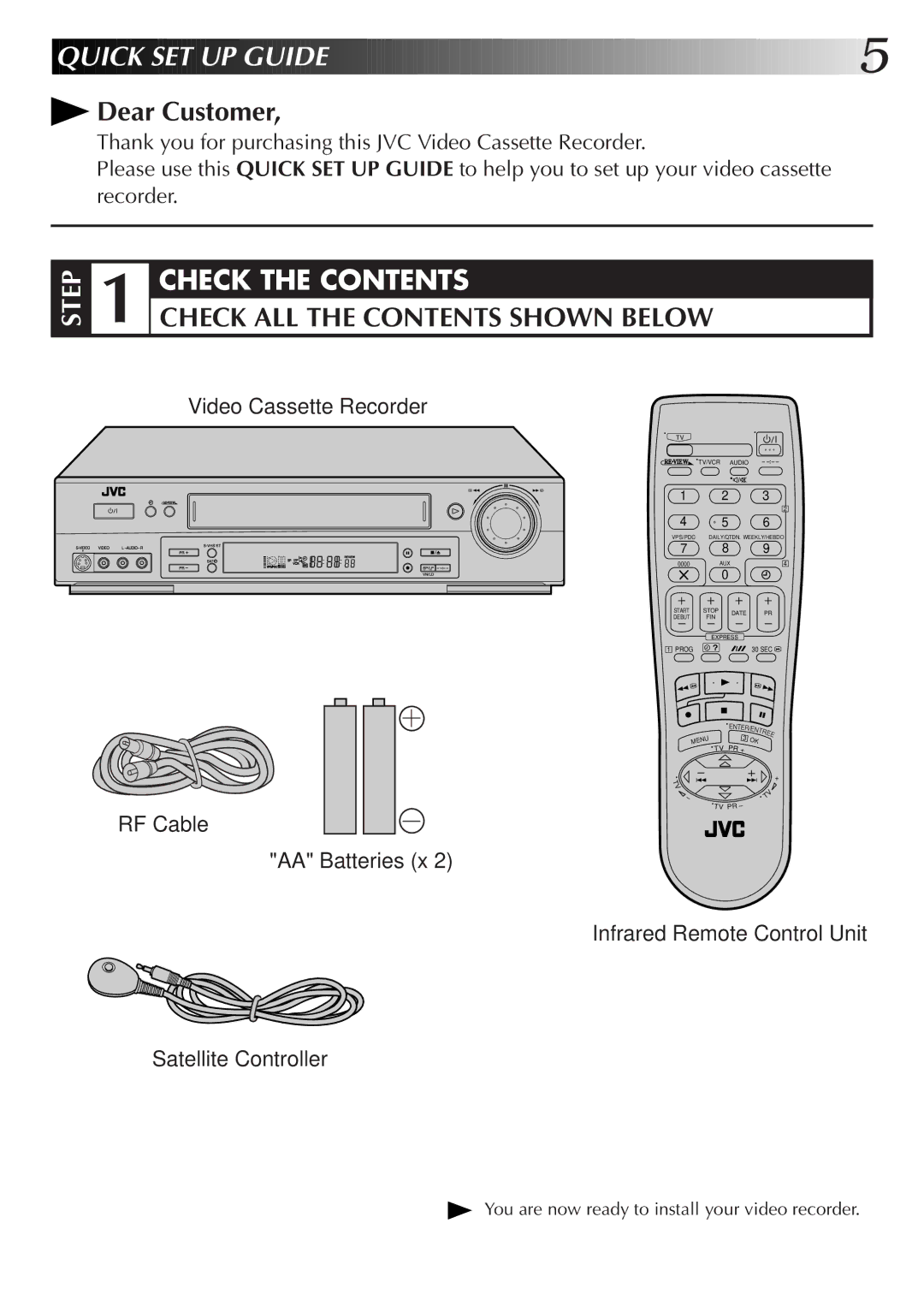 JVC HR-S6722EK setup guide Quick SET UP Guide 