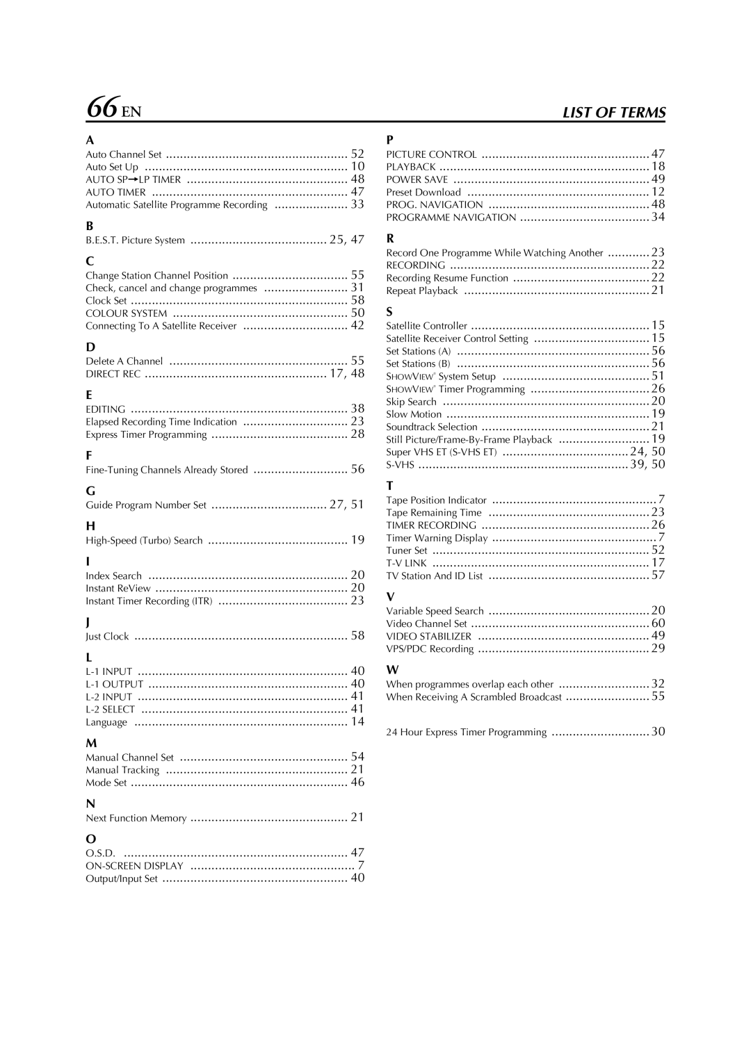 JVC HR-S6850EU, HR-S6852EU, HR-S6851EU specifications 66 EN 