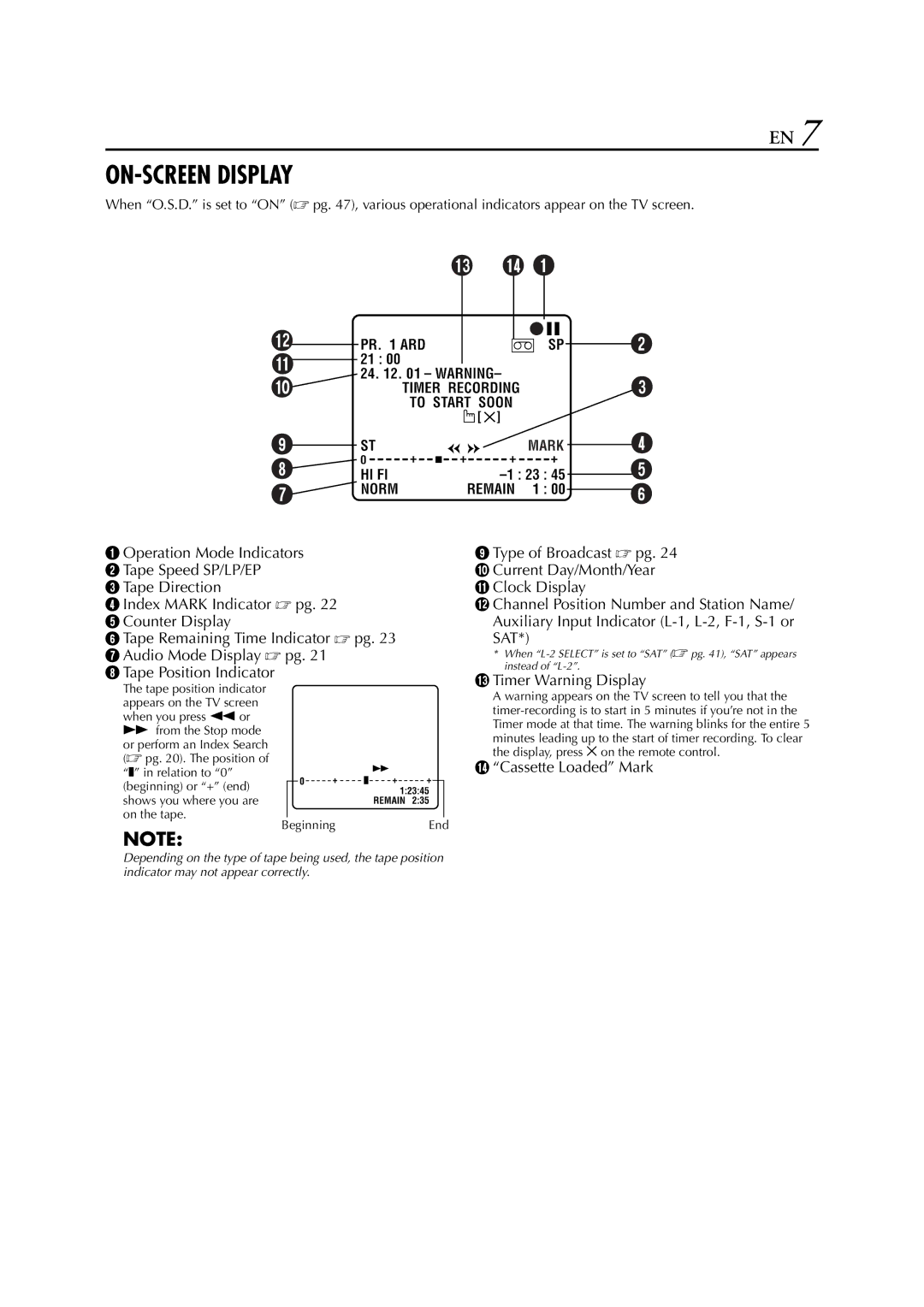 JVC HR-S6852EU, HR-S6850EU, HR-S6851EU specifications ON-SCREEN Display 