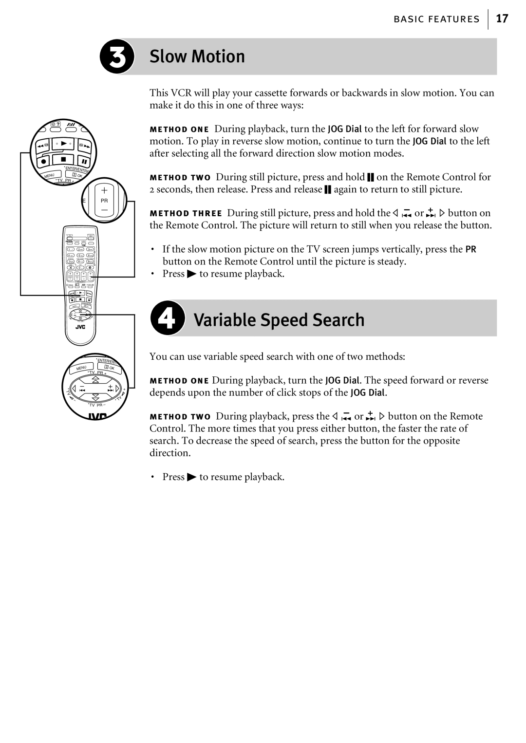 JVC HR-S6857EK, HR-S6855EK, HR-S6856EK manual Slow Motion, Variable Speed Search 