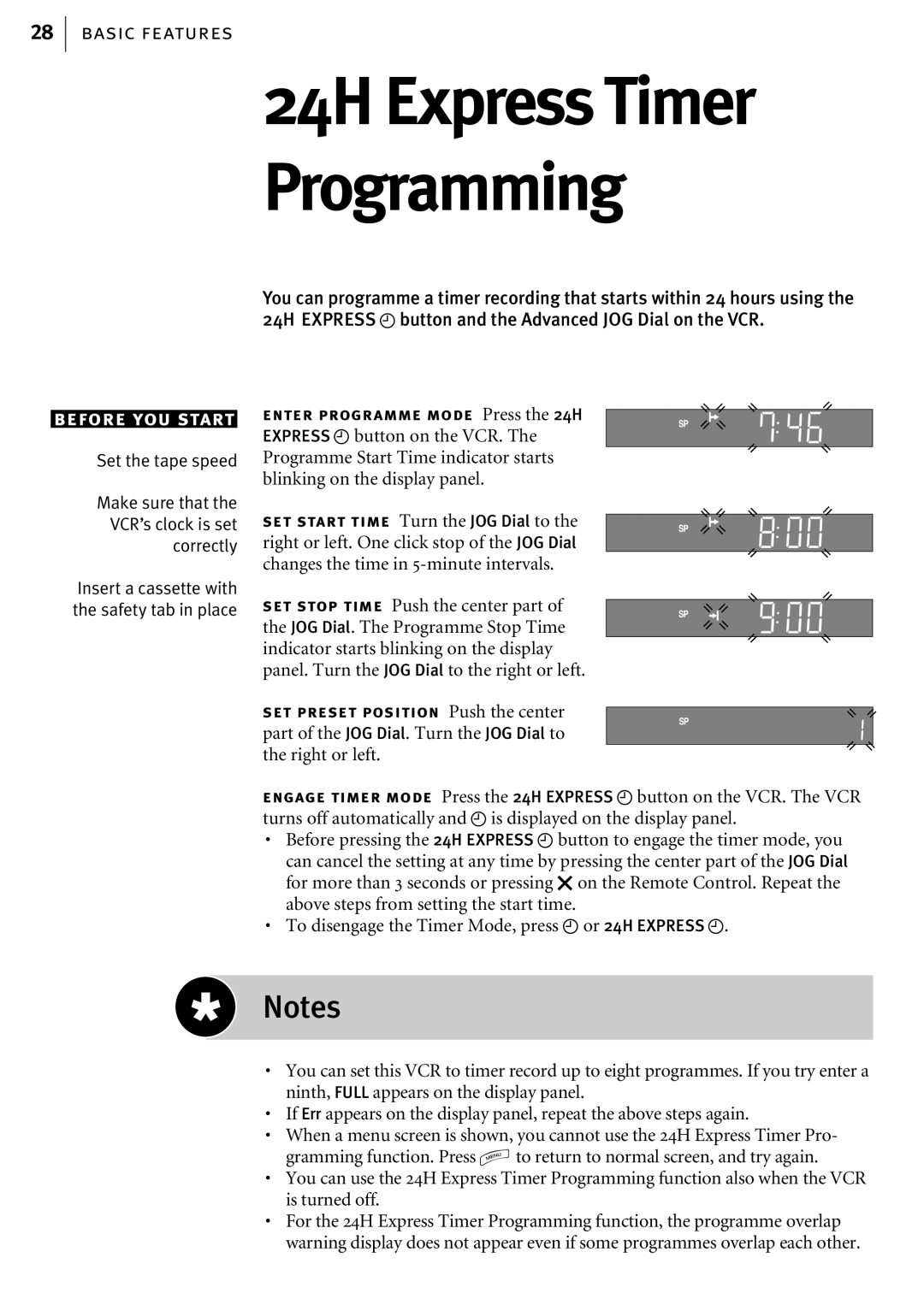 JVC HR-S6856EK, HR-S6855EK, HR-S6857EK manual 24H Express Timer Programming 