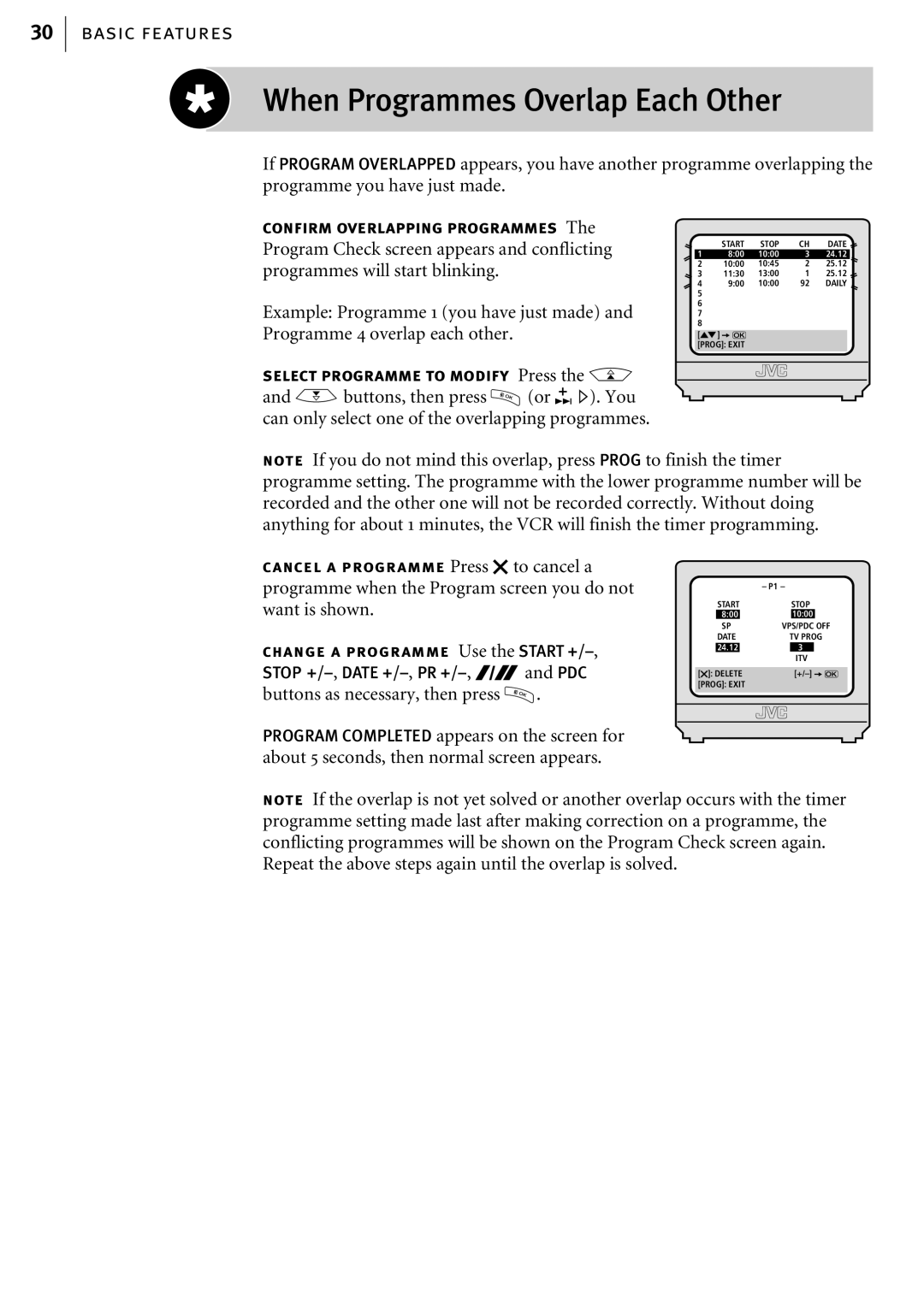 JVC HR-S6855EK, HR-S6856EK, HR-S6857EK manual When Programmes Overlap Each Other 