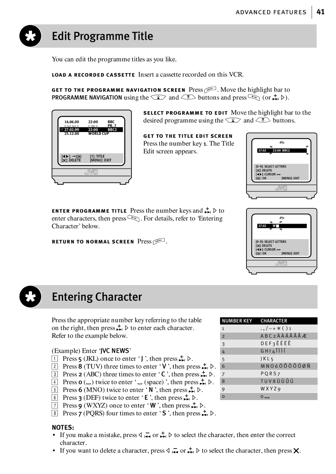 JVC HR-S6857EK, HR-S6855EK, HR-S6856EK manual Edit Programme Title, Entering Character 