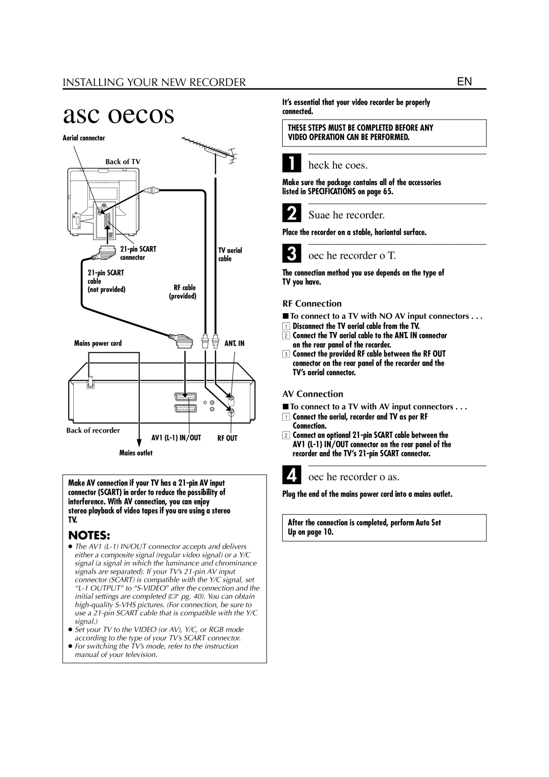 JVC HR-S6953EU Check the contents, Situate the recorder, Connect the recorder to TV, Connect the recorder to mains 