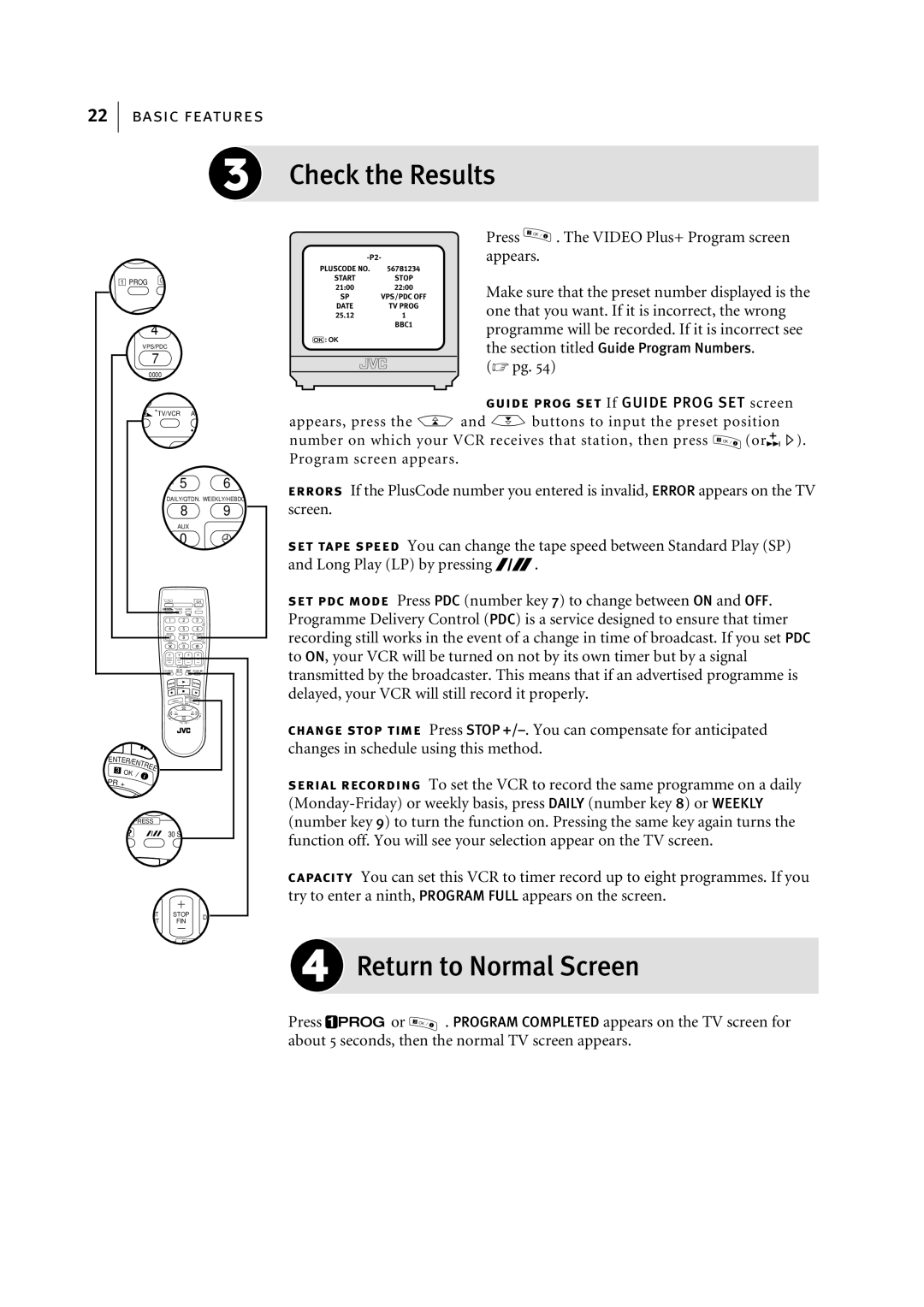 JVC HR-S6955EK manual Return to Normal Screen 