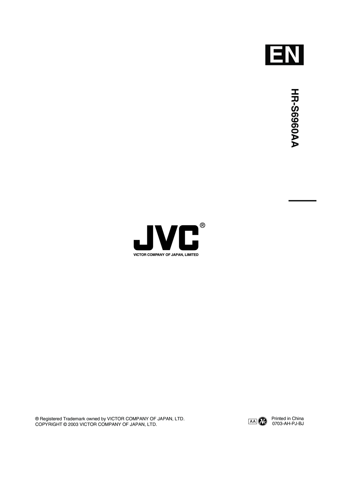 JVC LPT0799-001A, 0703-AH-PJ-BJ specifications HR-S6960AA 