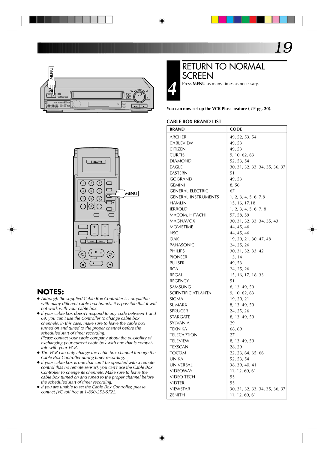 JVC HR-S7300U manual You can now set up the VCR Plus+ feature pg 