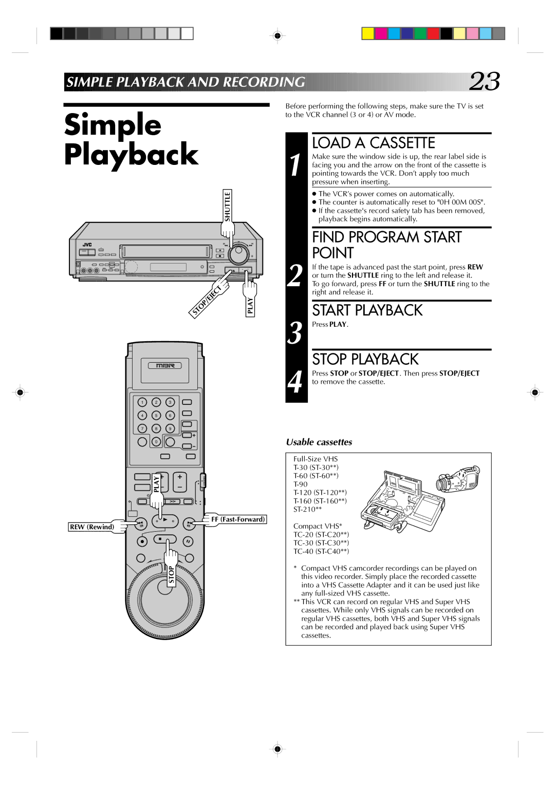 JVC HR-S7300U manual Simple, Playback 