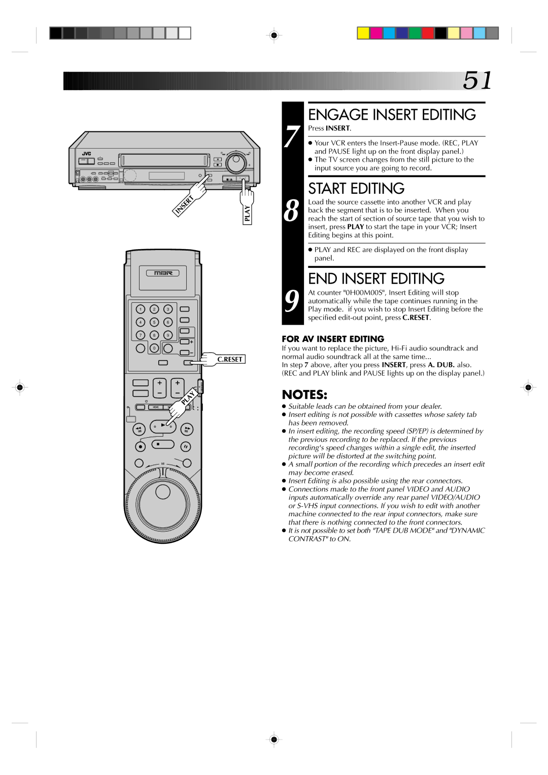 JVC HR-S7300U manual Engage Insert Editing, END Insert Editing 