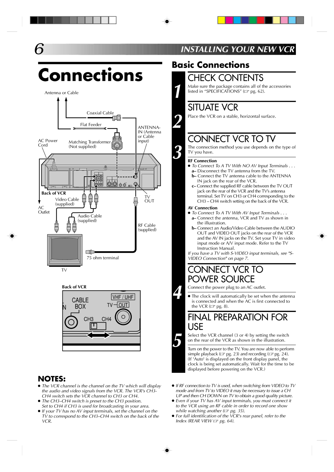 JVC HR-S7300U manual Connections 