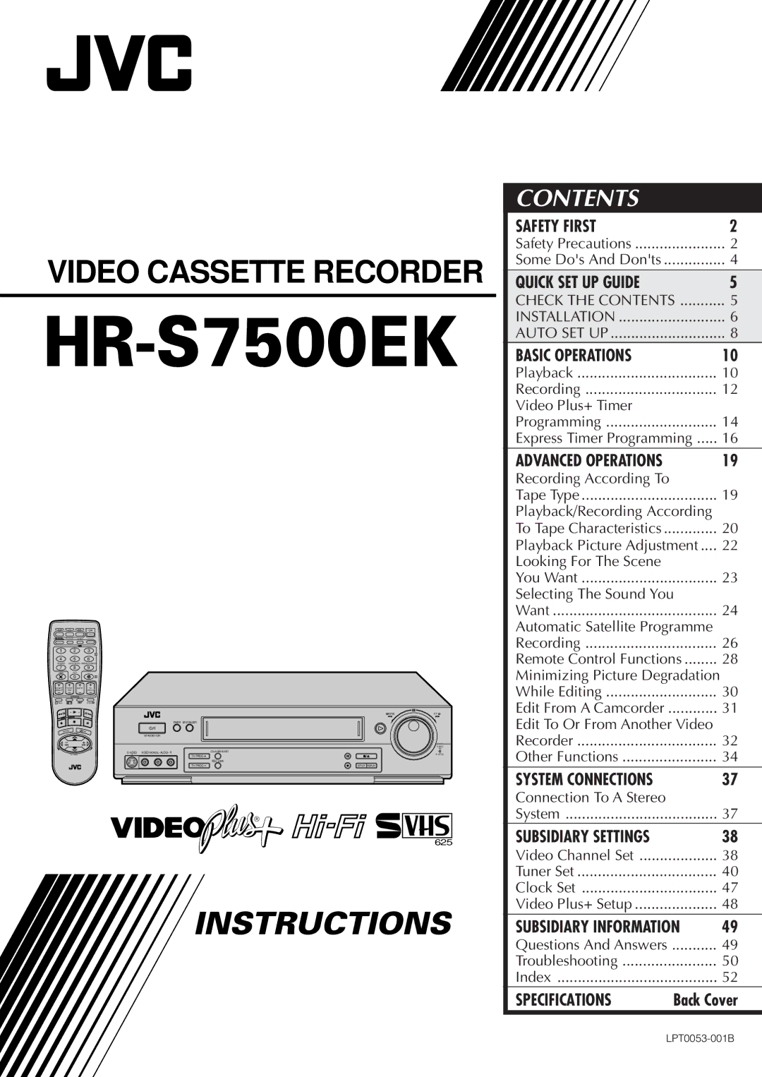 JVC HR-S7500EK setup guide 