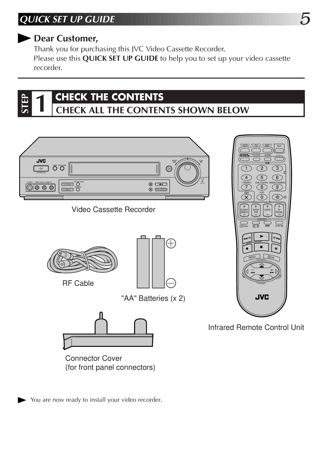 JVC HR-S7500EK setup guide Quick SET UP Guide 