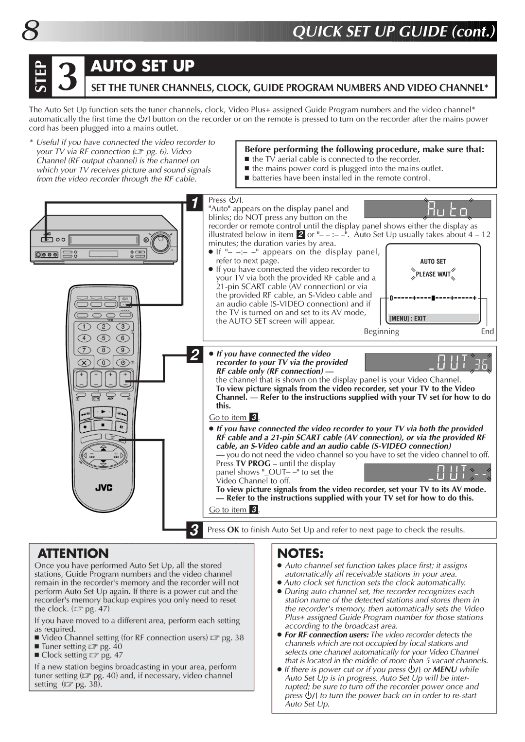 JVC HR-S7500EK setup guide Before performing the following procedure, make sure that, Go to item 