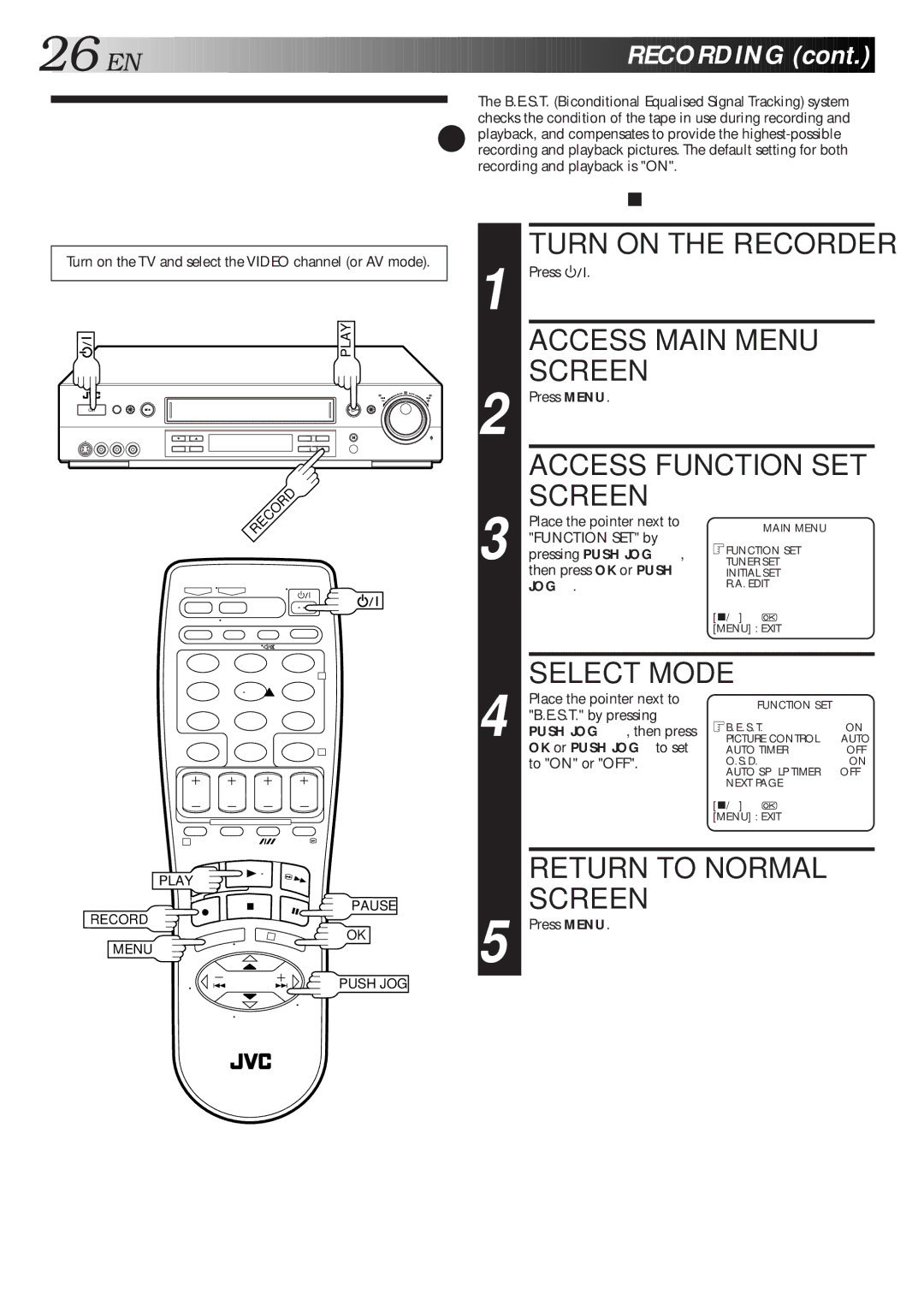 JVC HR-S7600AM specifications S.T. Picture System, Preparation, Jogþ 