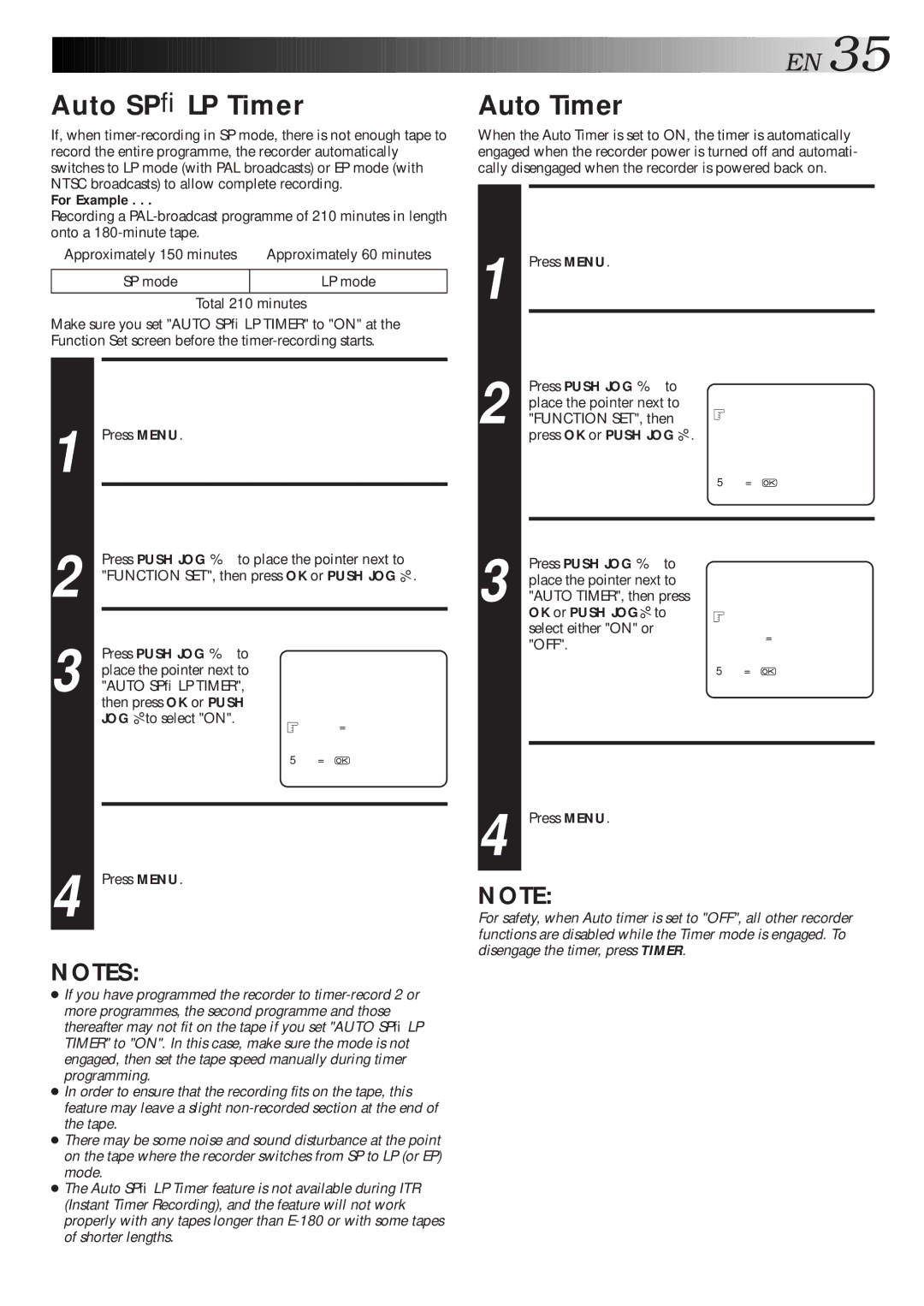 JVC HR-S7600AM specifications Auto SP→LP Timer, Auto Timer 