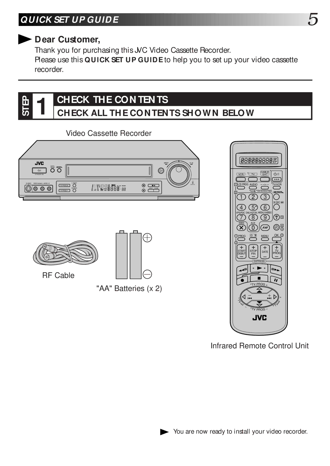 JVC HR-S7600EK setup guide Quick SET UP Guide 