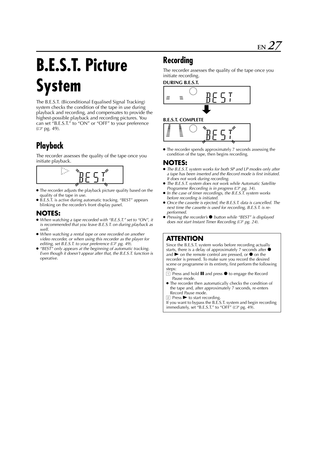 JVC HR-S7700EU, HR-S7722EU, HR-S7711EU specifications Playback, Recording 