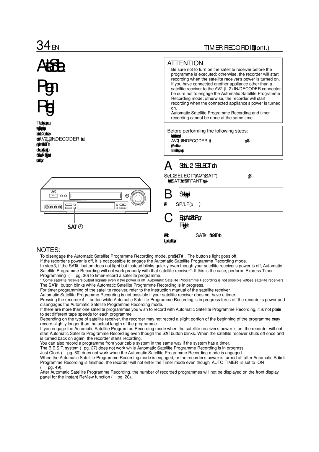 JVC HR-S7722EU, HR-S7700EU, HR-S7711EU specifications Programme Recording, 34 EN, Select the L-2 Select mode, Recording mode 