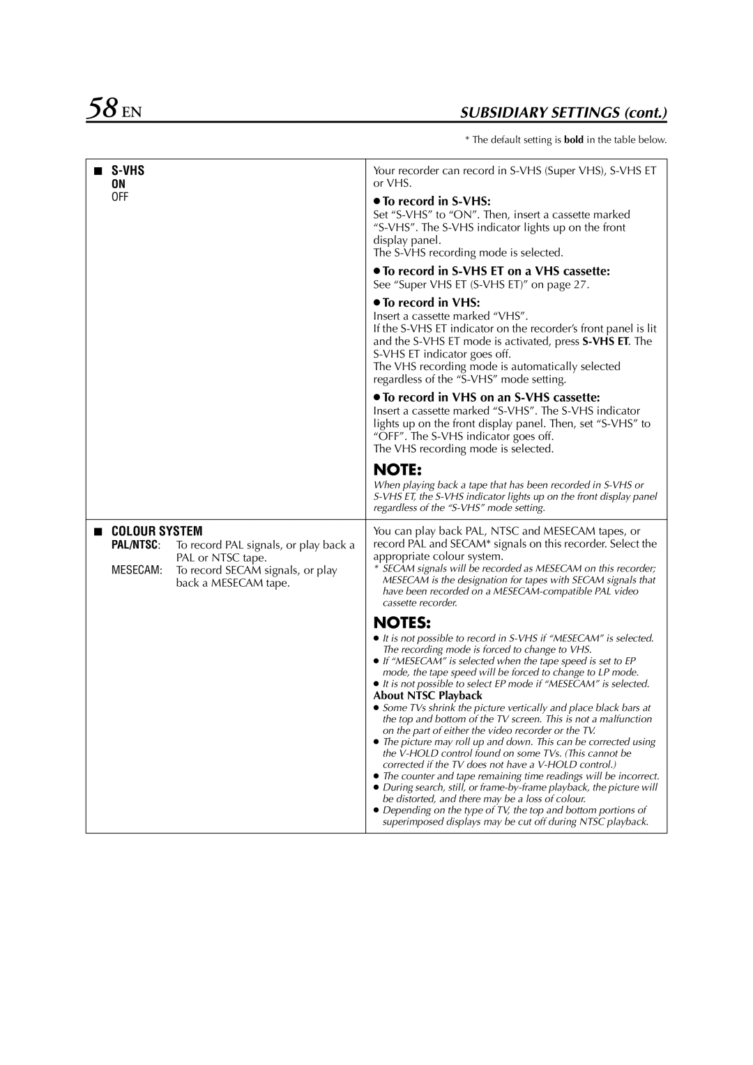 JVC HR-S7850EU, HR-S7851EU specifications 58 EN, About Ntsc Playback 