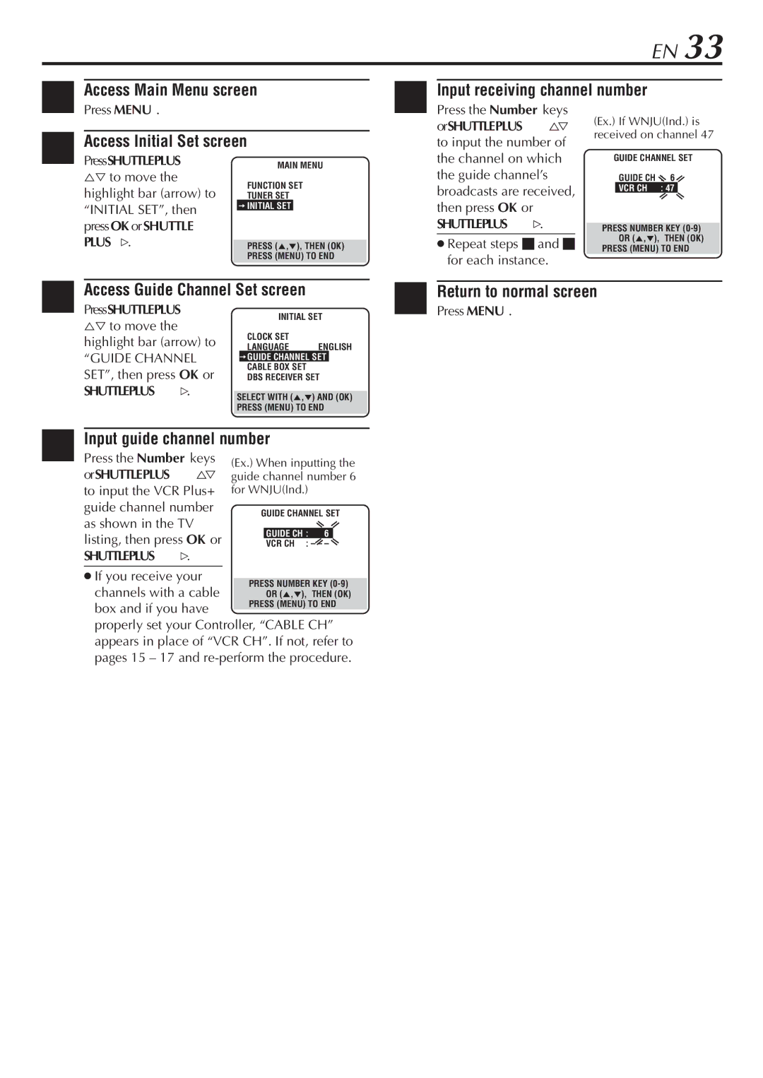 JVC HR-S7900U manual Input guide channel number, Plus #, Guide Channel, Shuttleplus # 