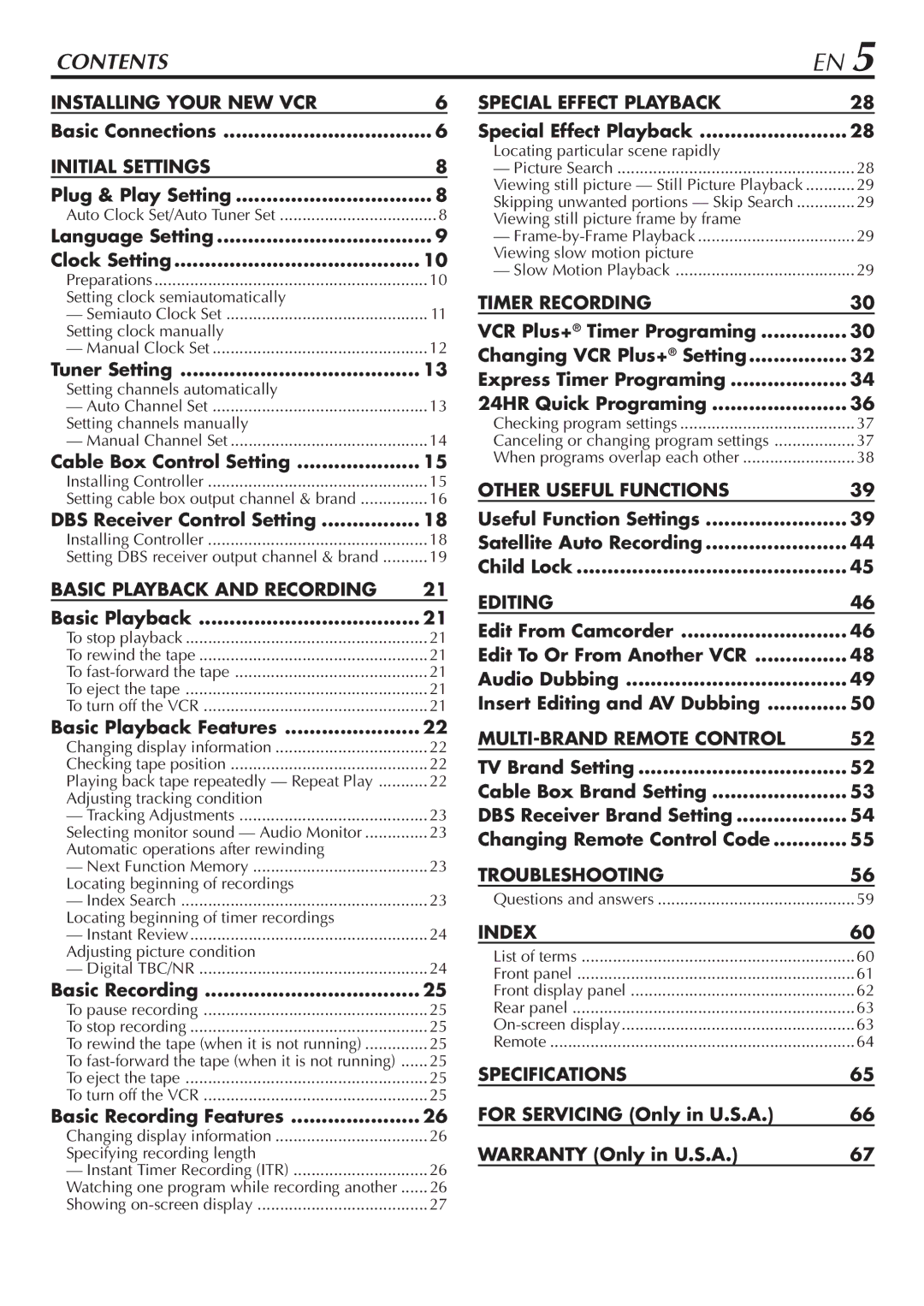 JVC HR-S7900U manual Contents 