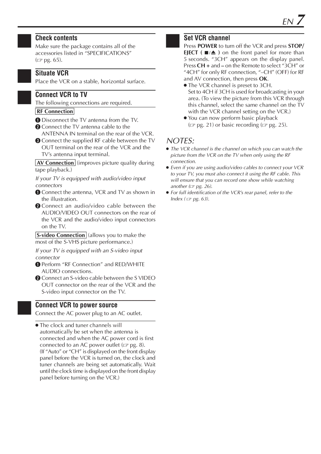 JVC HR-S7900U manual Check contents, Situate VCR, Connect VCR to TV, Set VCR channel, RF Connection 