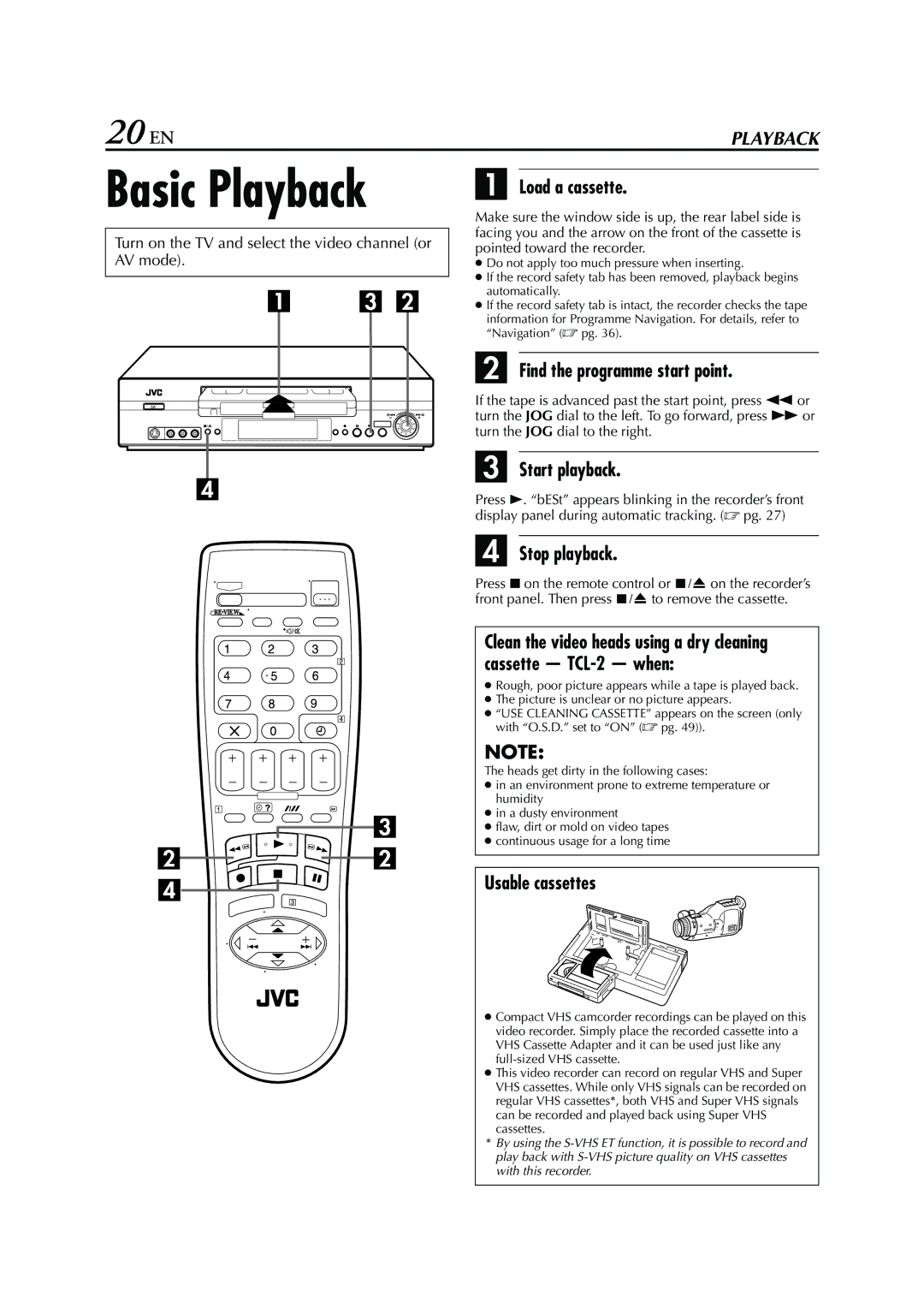 JVC HR-S7950EU specifications Basic Playback, 20 EN 