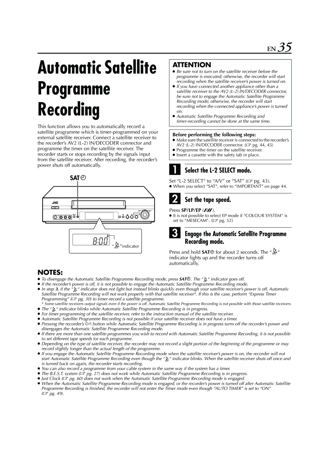 JVC HR-S7950EU Programme Recording, Select the L-2 Select mode, Recording mode, Before performing the following steps 