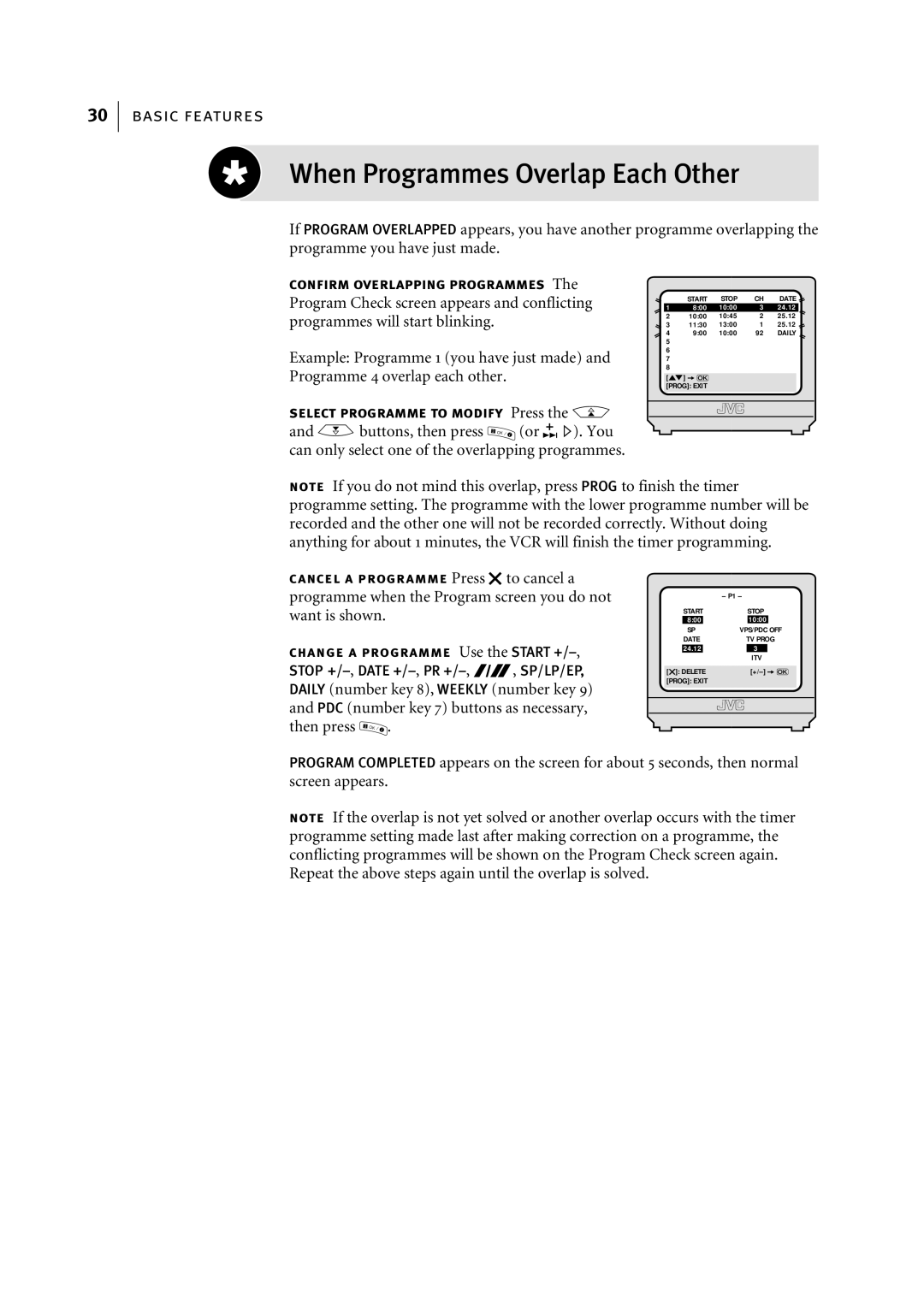 JVC HR-S7955EK manual When Programmes Overlap Each Other, Then press 