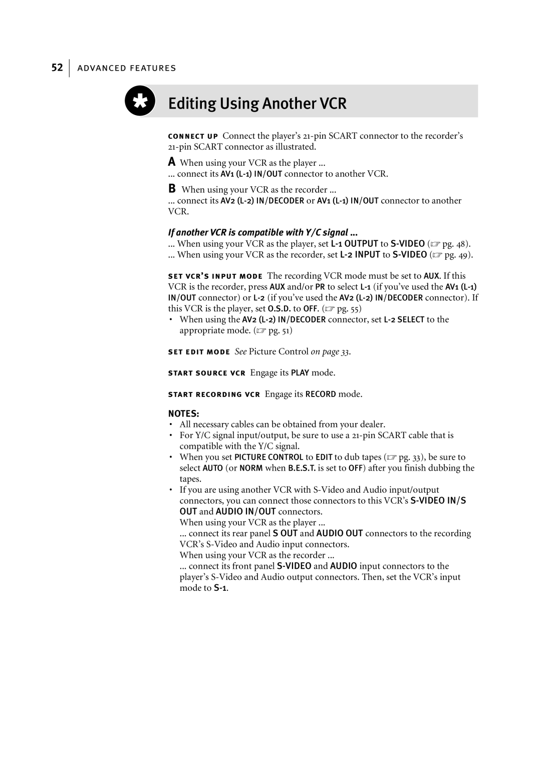 JVC HR-S7955EK manual Editing Using Another VCR, Set edit mode See Picture Control on 