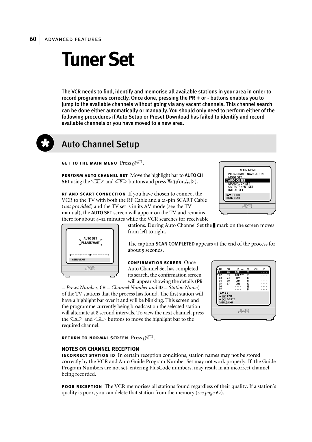 JVC HR-S7955EK manual Auto Channel Setup, Mark on the screen moves 