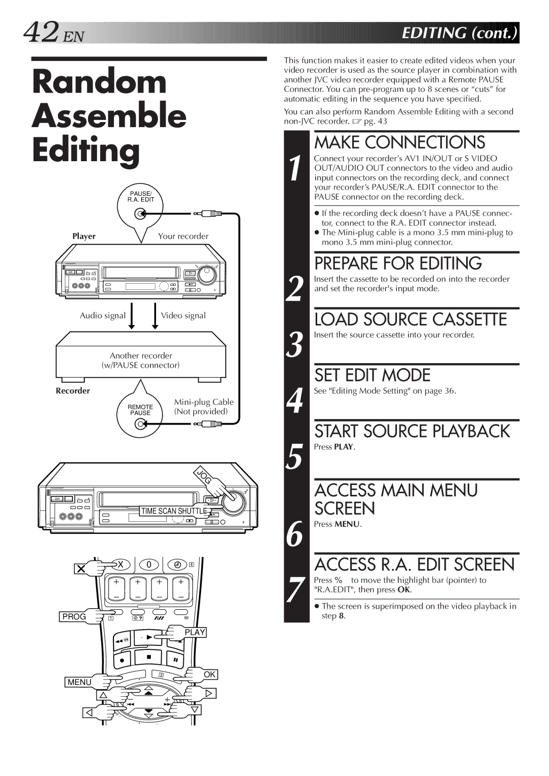 JVC HR-S8500E/EH specifications Random Assemble Editing 