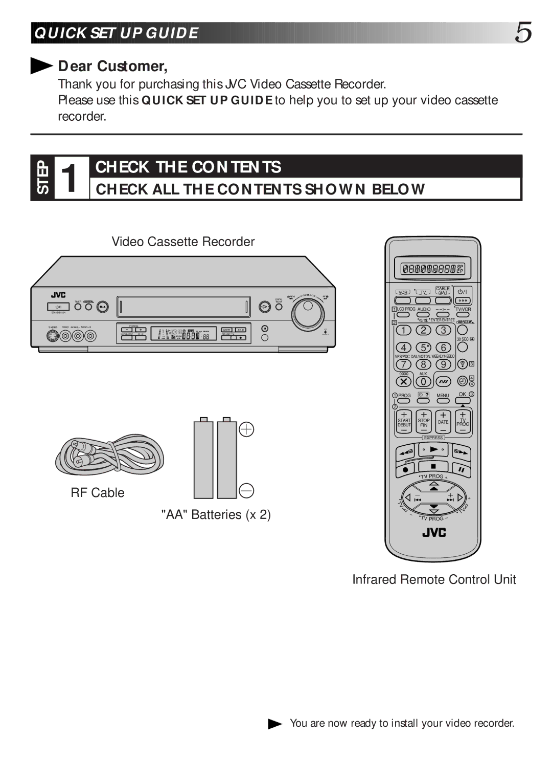 JVC HR-S8600EK setup guide Quick SET UP Guide 