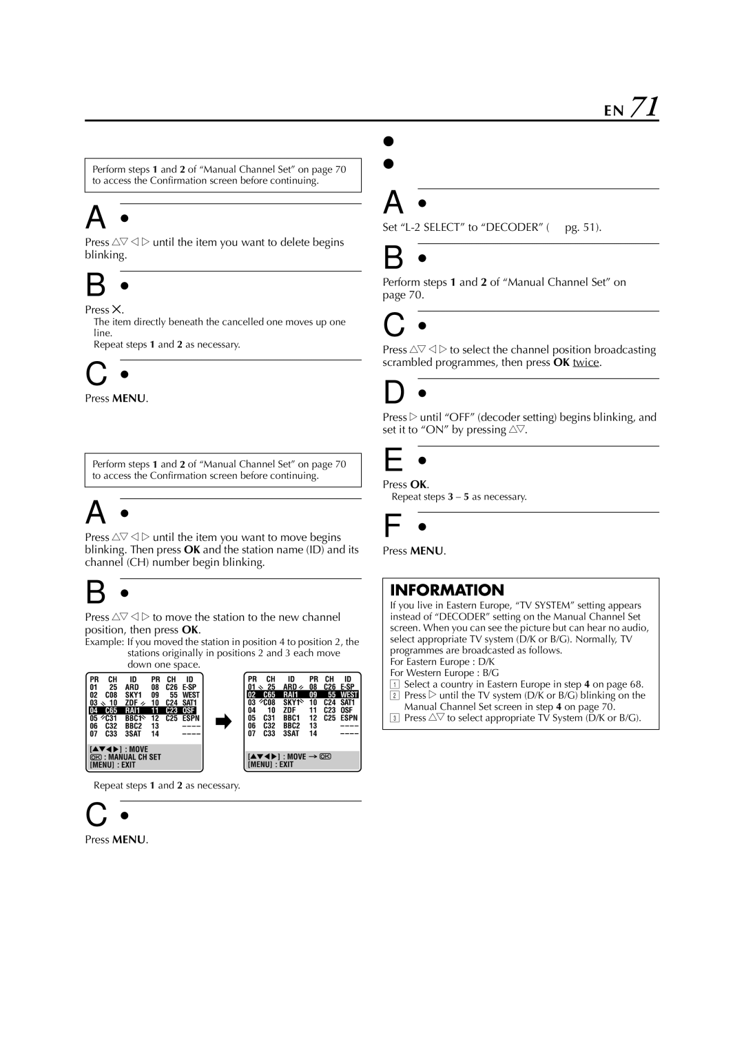 JVC HR-S8700EU specifications Delete a Channel, When Receiving a Scrambled Broadcast 